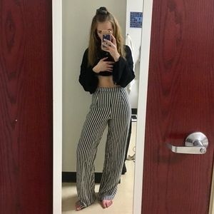 MOTEL Wide Leg Striped Pants